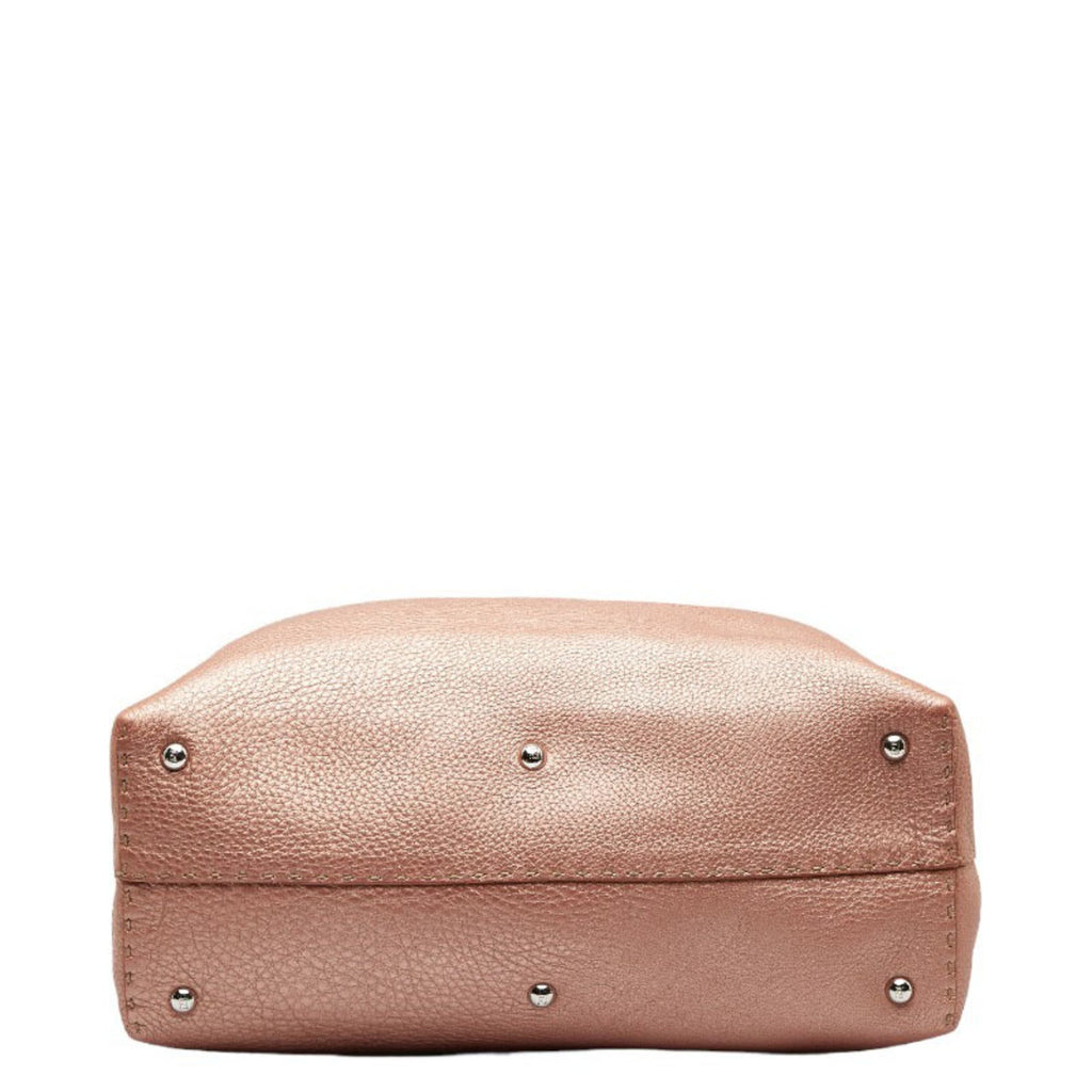 FENDI Selleria Handbag Tote Bag Champagne Pink Leather Women's