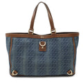 GUCCI Interlocking G GG Pattern Tote Bag Shoulder Leather Blue Brown 141472