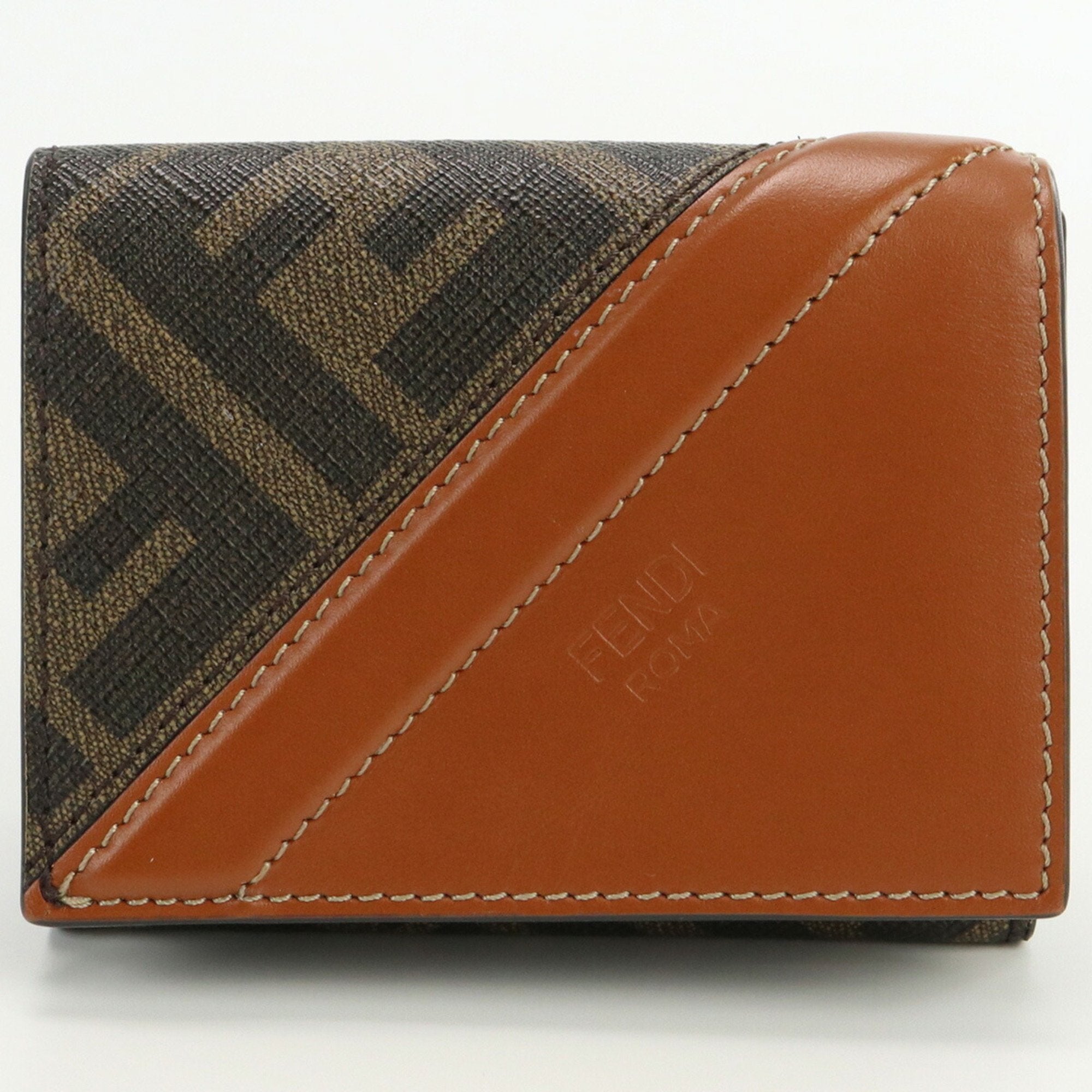 FENDI Diagonal Wallet Zucca 7M0280 AFB4 F1DZA Trifold PVC Unisex