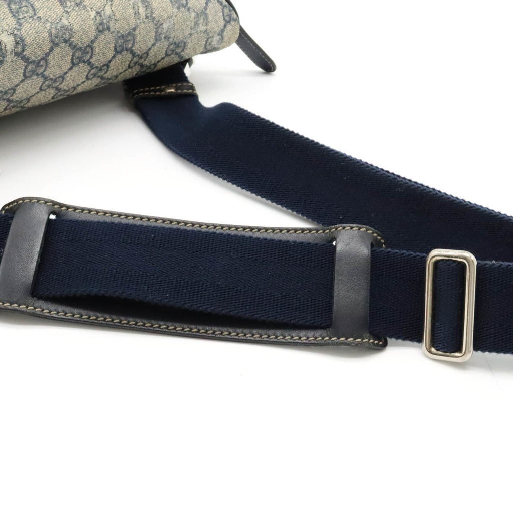 GUCCI GG Plus Supreme Body Bag Hip Waist PVC Leather Beige Navy Dark Blue 211110