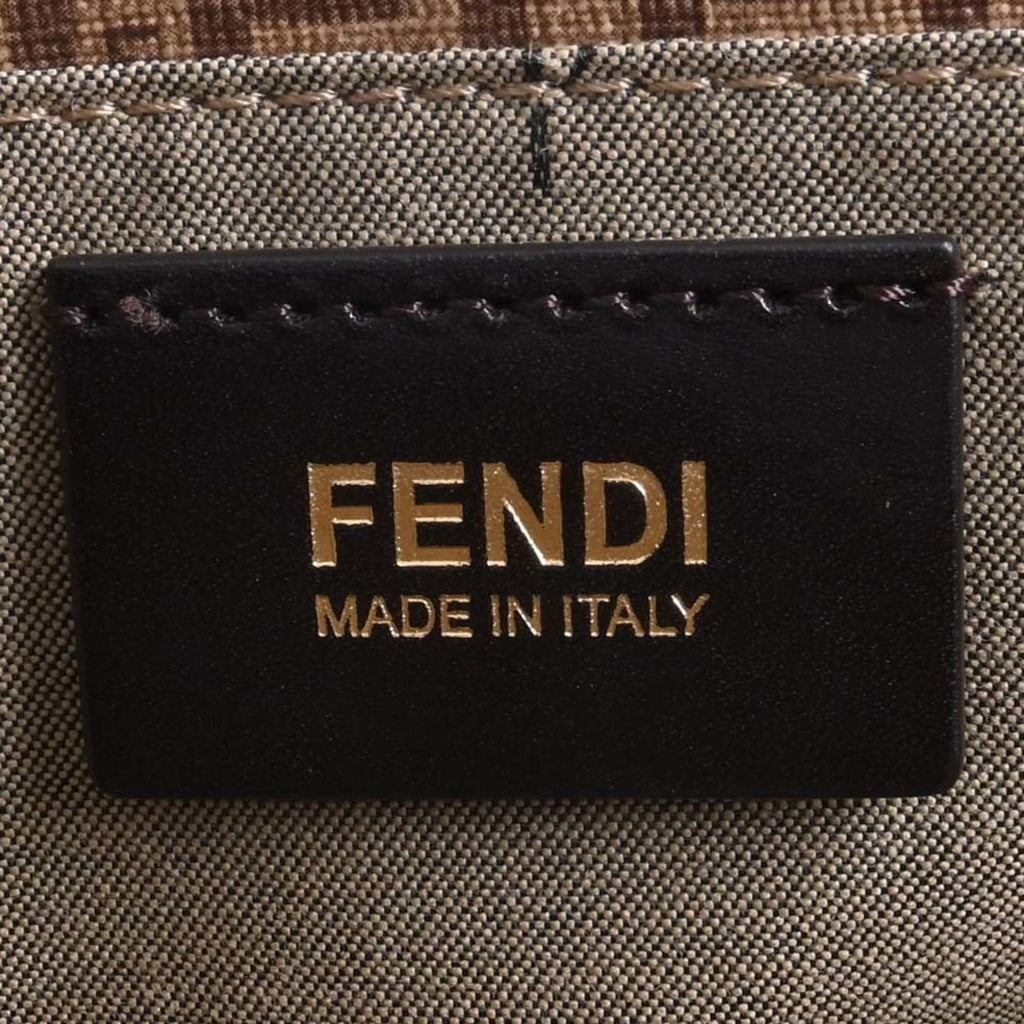 FENDI leather zucchino pattern handbag 8BH237 brown ladies