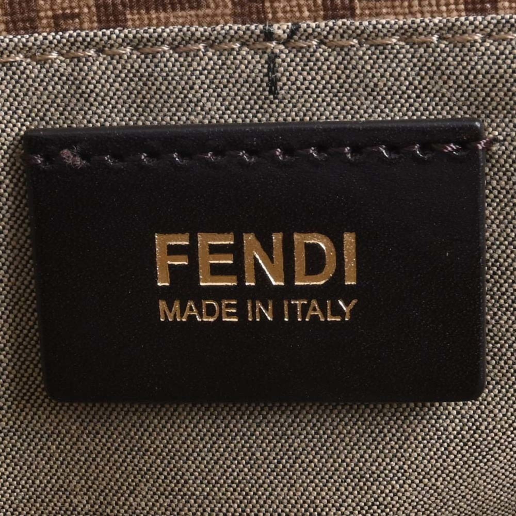 FENDI leather zucchino pattern handbag 8BH237 brown ladies