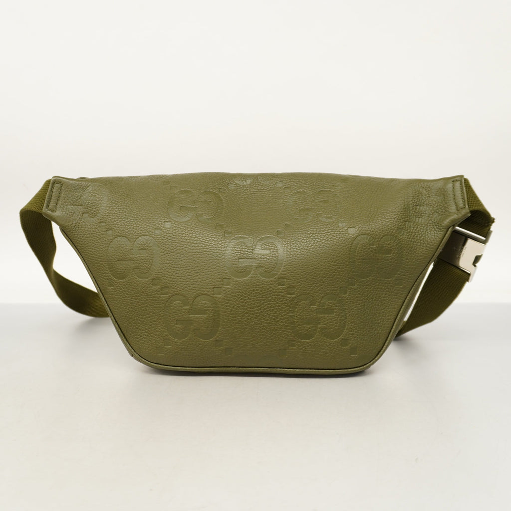 GUCCI  Jumbo GG 645093 Men's Leather Sling Bag Khaki