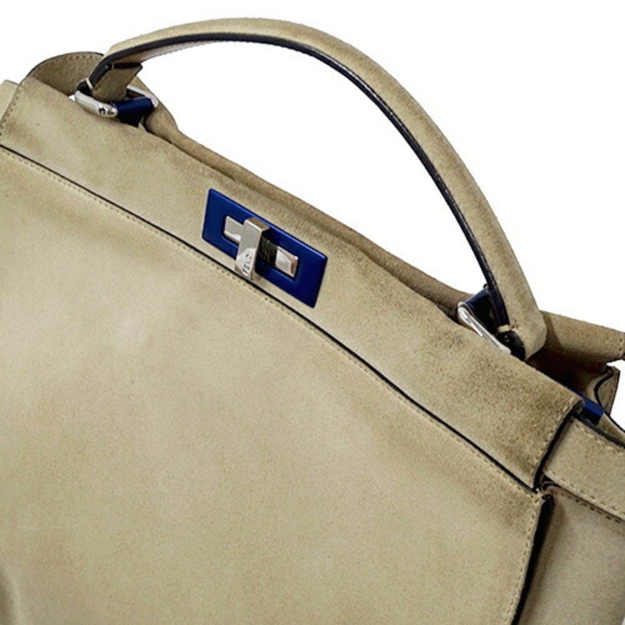 FENDI Bag Ladies Handbag Shoulder 2way Suede Enamel Peekaboo Large Beige 8BN210