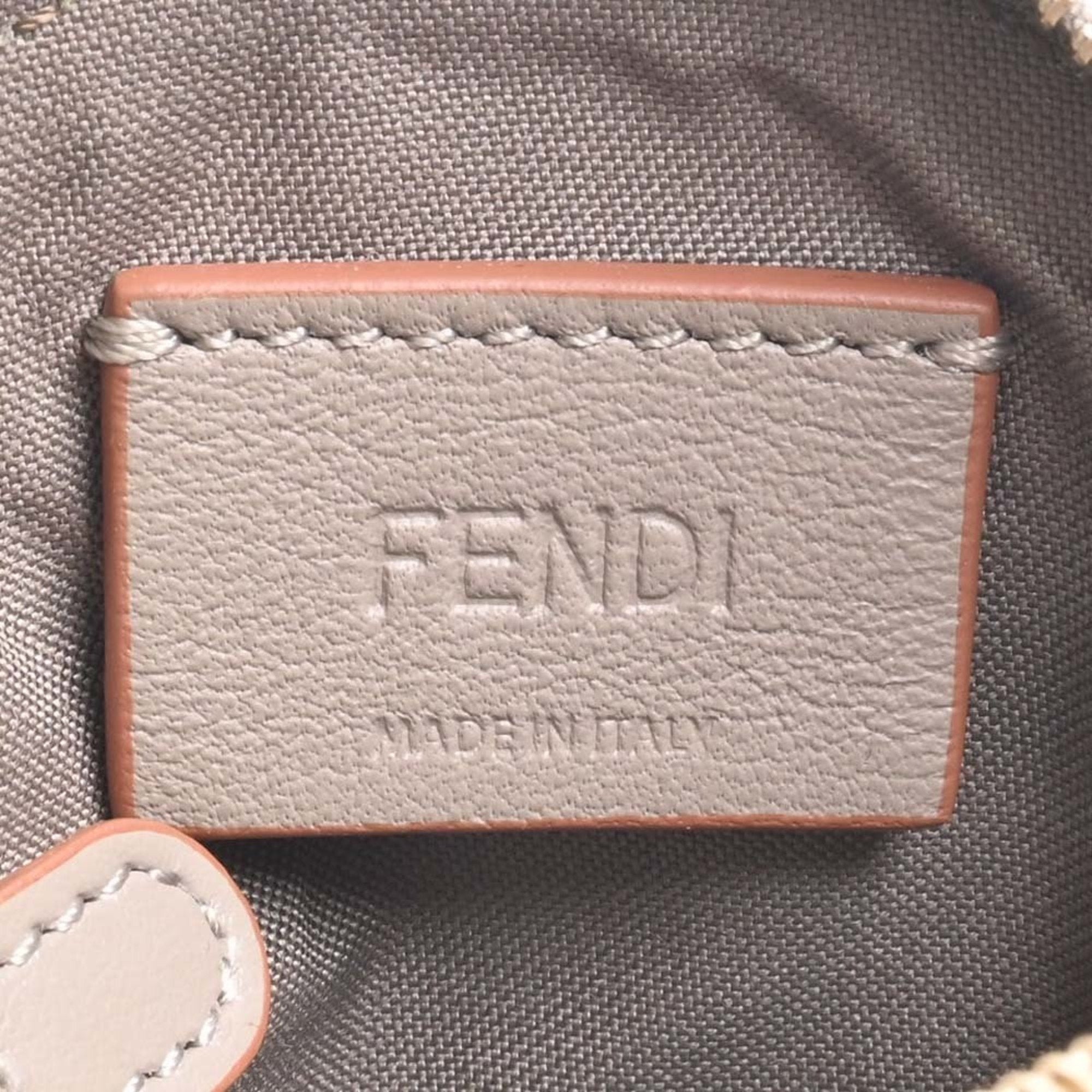 FENDI F's Leather Coin Case 8M0444 Greige Ladies