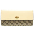 GUCCI GG Marmont 456116 Continental Supreme Leather Beige White Bifold Long Wallet