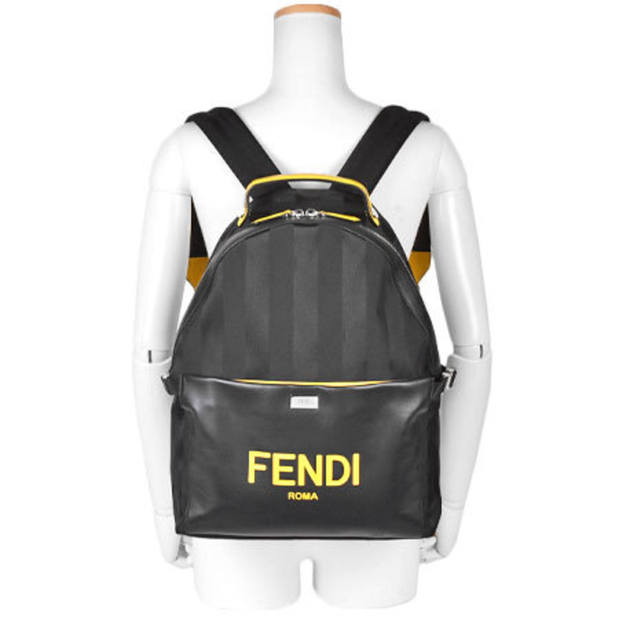 Fendi Pecan Backpack Nylon Leather Black 7VZ053