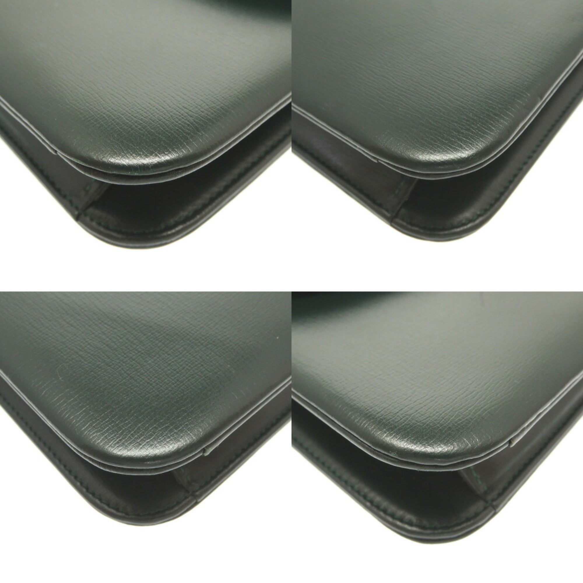 Christian Dior 2way chain CD metal fittings leather green shoulder bag clutch