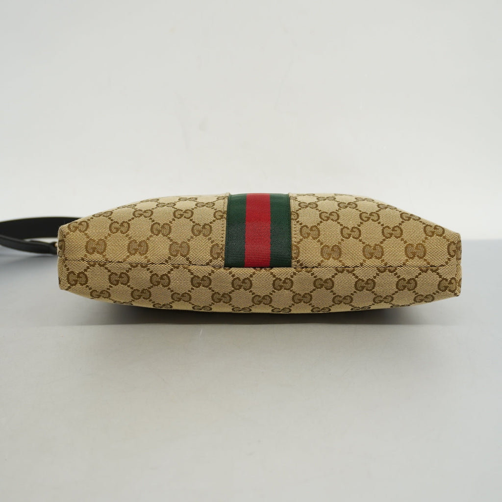 GUCCI  Sherry Line 388926 Unisex GG Canvas,Leather Shoulder Bag Beige,Black