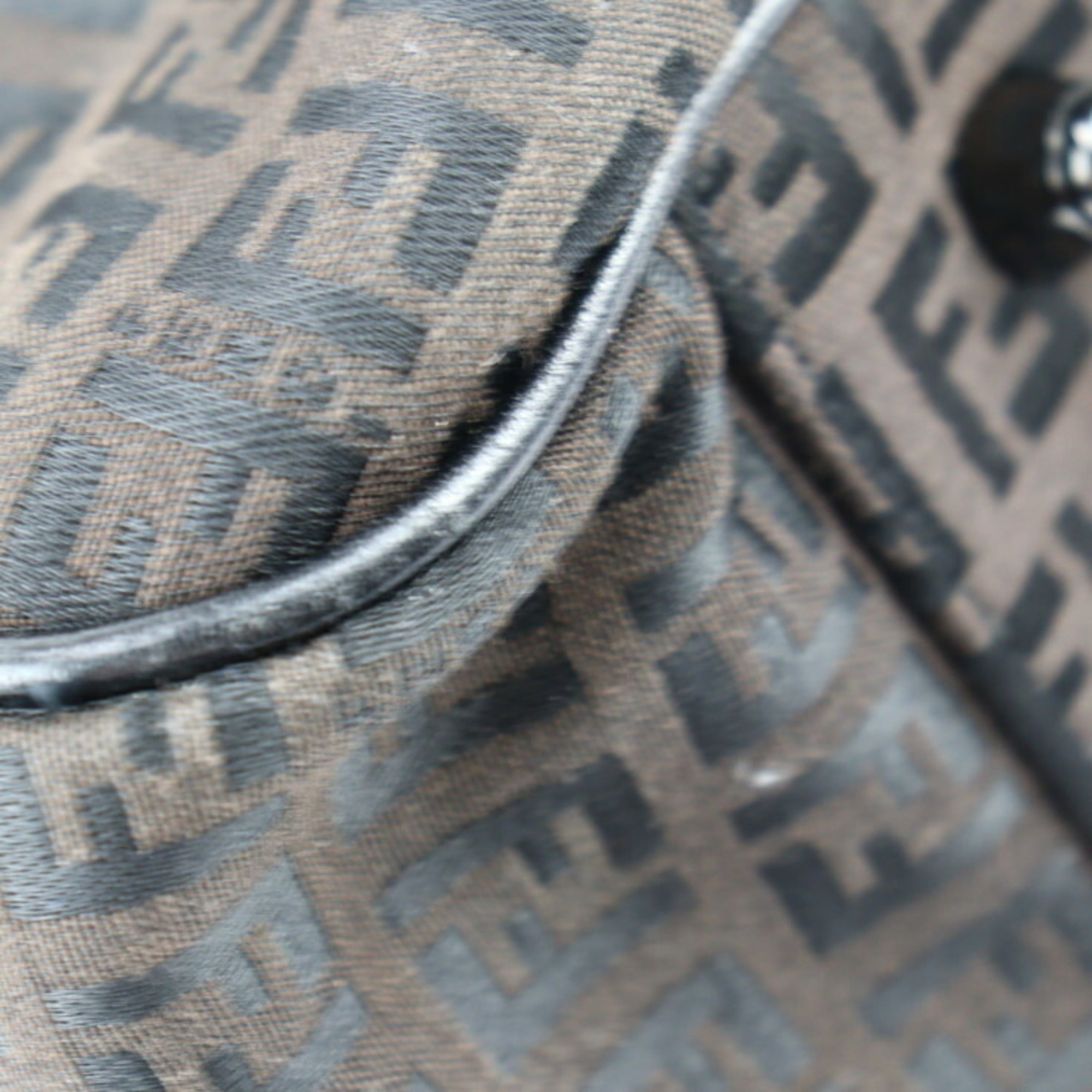 FENDI Boston bag 7VS002 canvas leather dark brown black Zucchino Zucca pattern