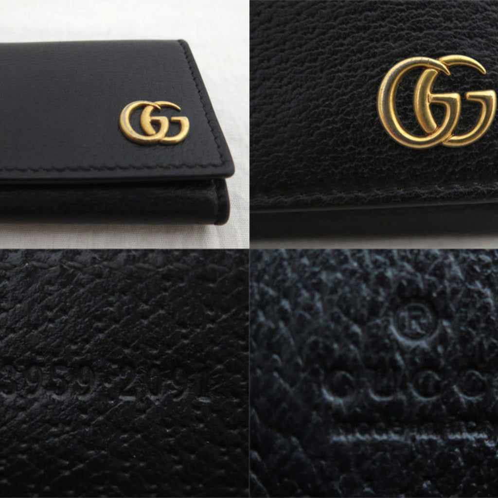 GUCCI coin case wallet GG Marmont leather/metal black x gold unisex 473959