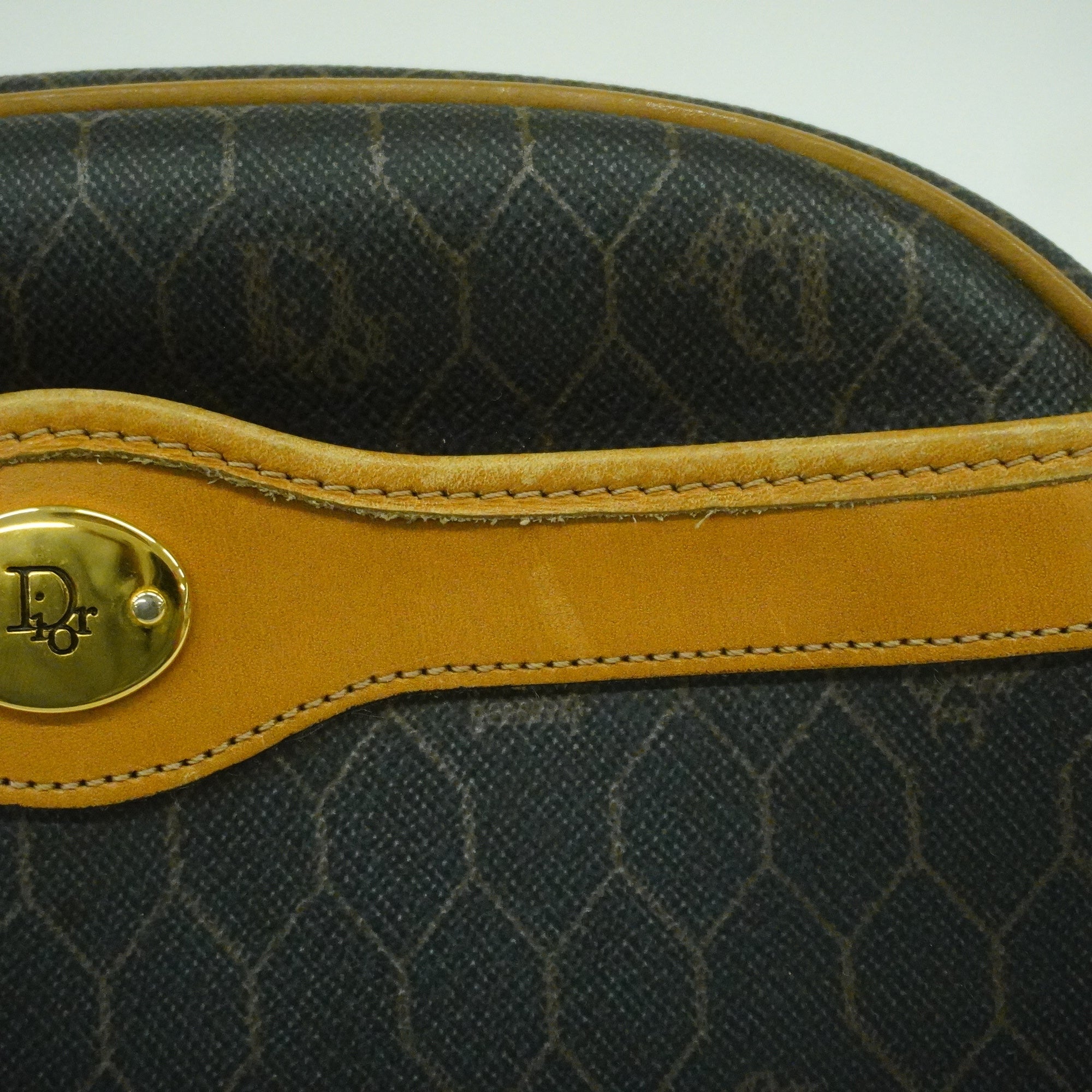 CHRISTIAN DIOR  Honeycomb Women's PVC,Leather Shoulder Bag Black,Brown