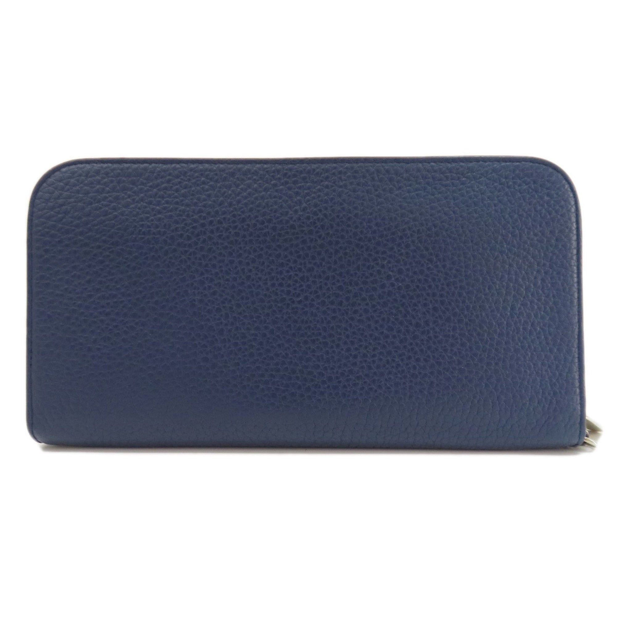 CHRISTIAN DIOR Round Charm Long Wallet Leather Women's