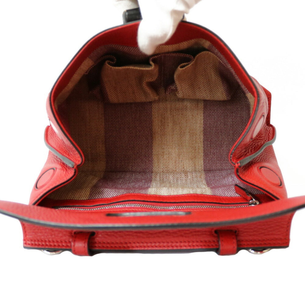 Gucci Shoulder Bag Bamboo Handbag Red Women's Leather