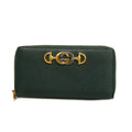 GUCCI  Zumi Gold Hardware 570661 Women's Leather Long Wallet [bi-fold] Green