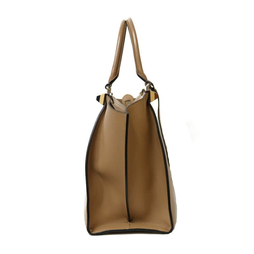 FENDI Shoulder Bag Trois Heors Beige Women's Leather