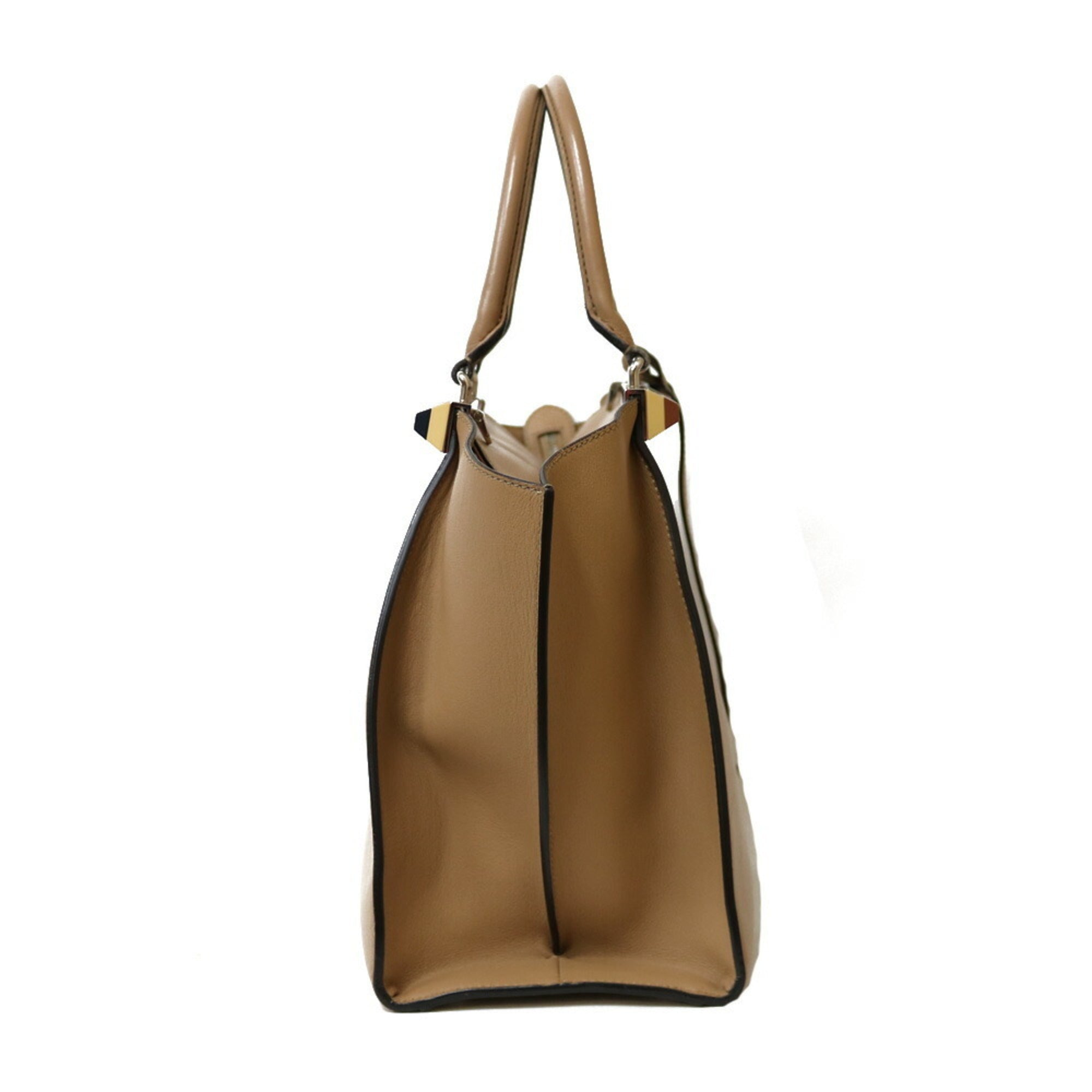 FENDI Shoulder Bag Trois Heors Beige Women's Leather