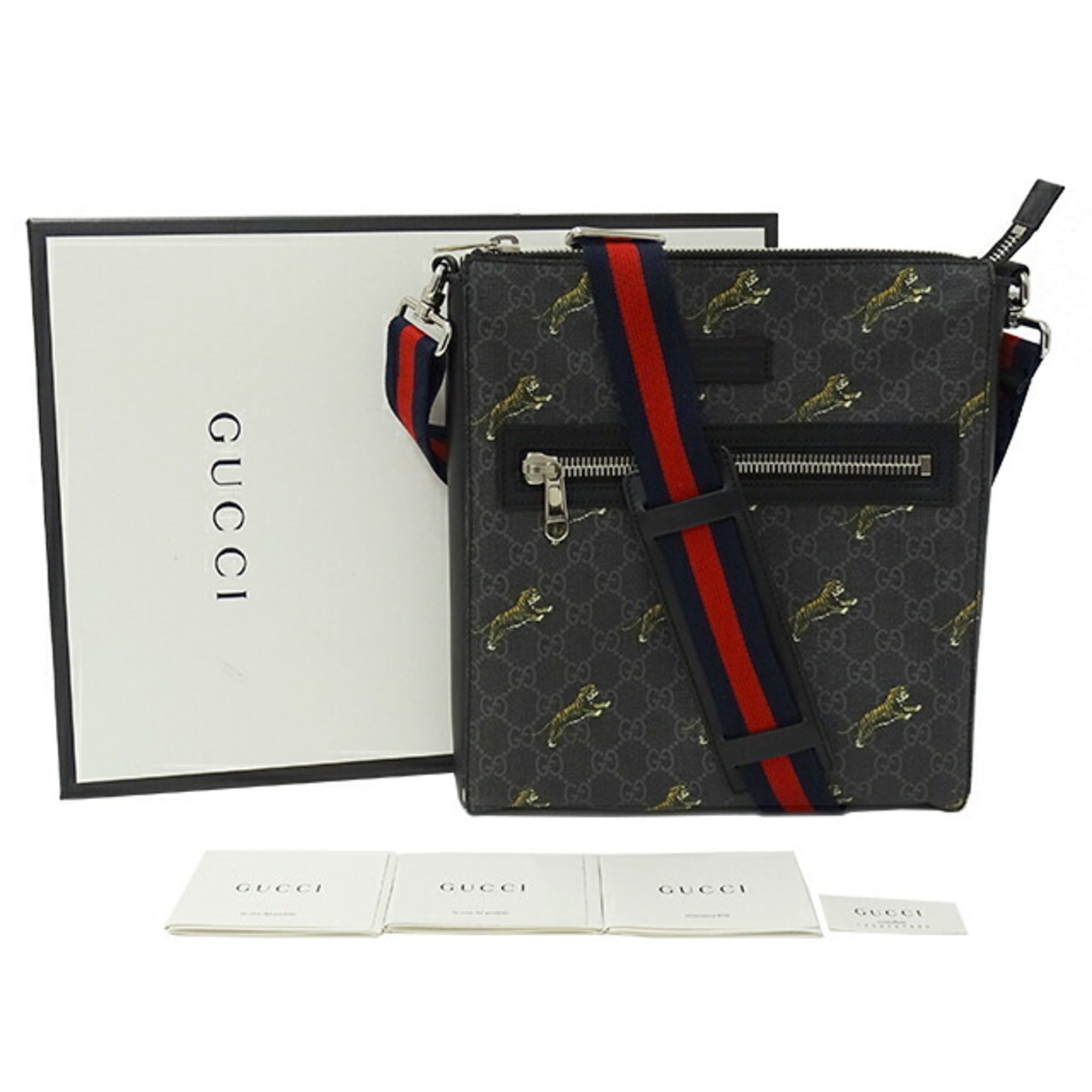 GUCCI Bag Men's GG Supreme Shoulder Black 474137 Tiger