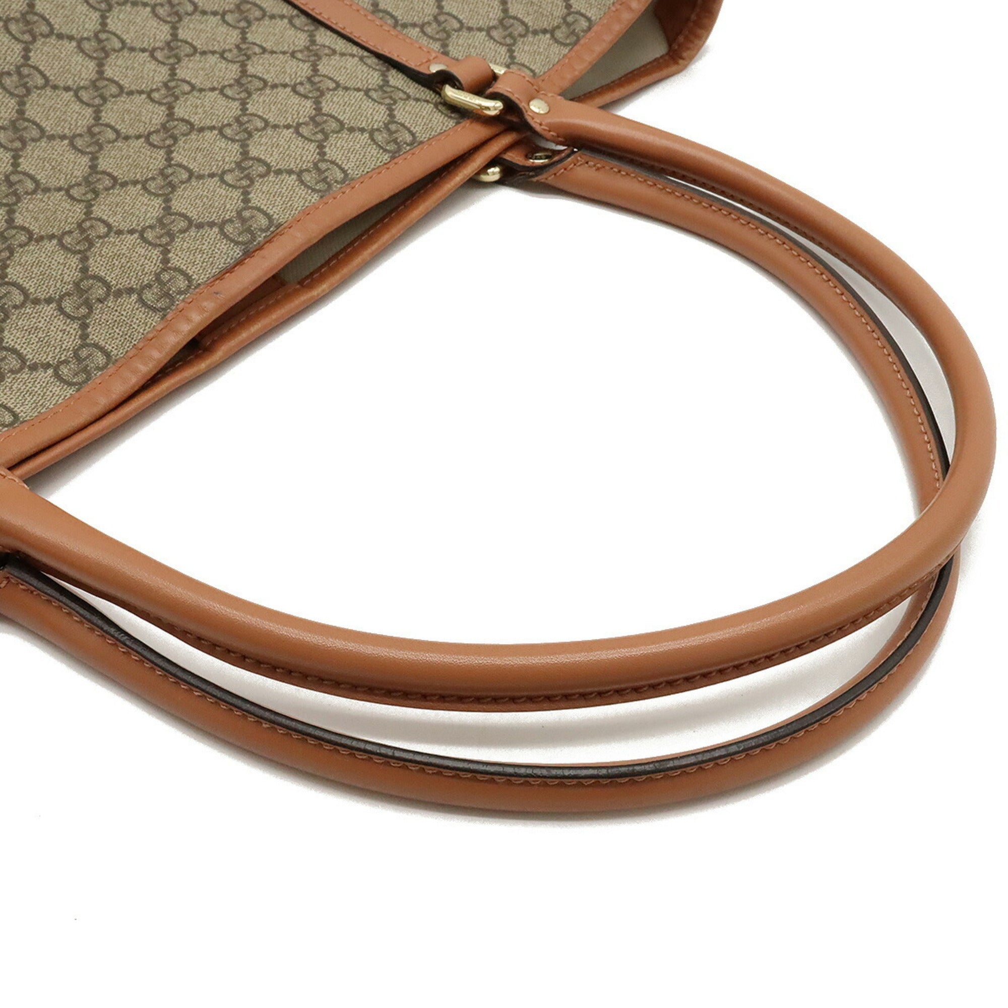GUCCI GG Supreme Tote Bag Shoulder PVC Leather Beige Pink Brown 197953