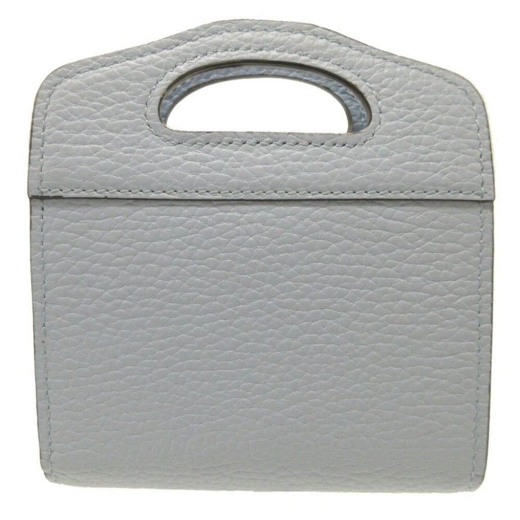 GUCCI Double G 701074 Leather Light Blue Chain Shoulder Bifold Wallet