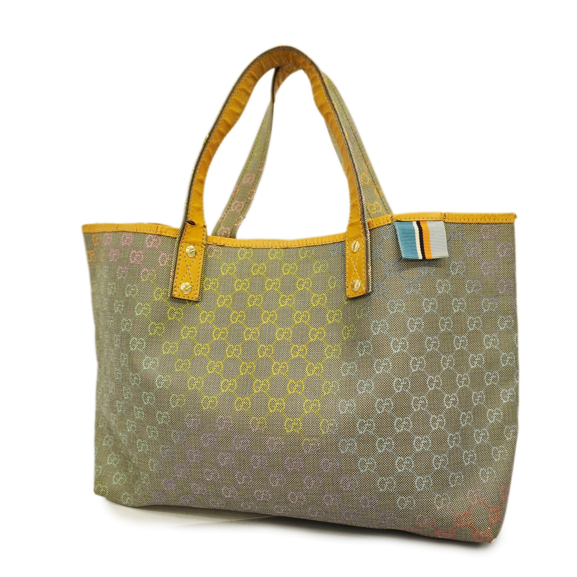 GUCCI  211134 Women's GG Supreme,Leather Tote Bag Beige,Black,Multi-color