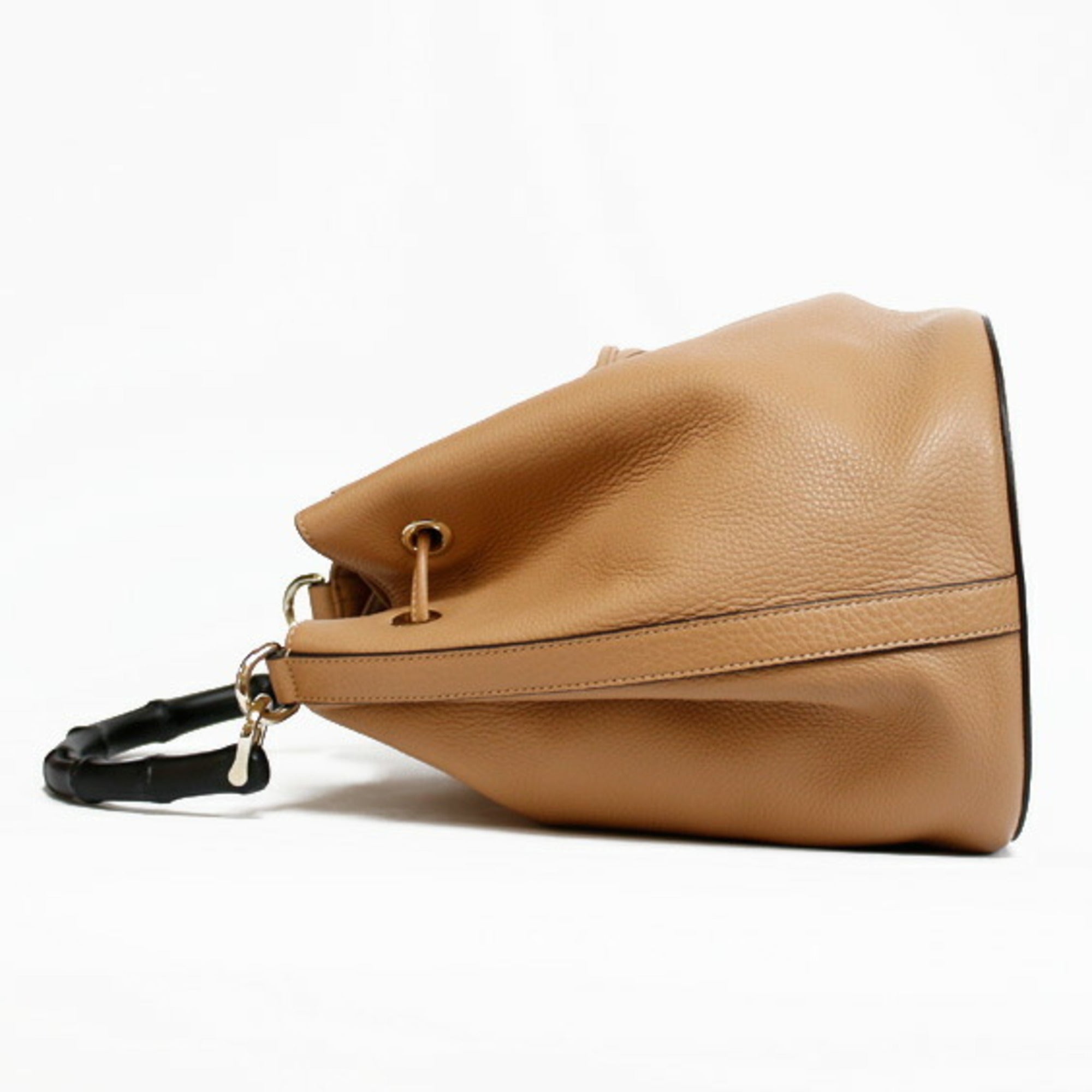 Gucci Shoulder Bag Bamboo Handbag Beige Women's Leather