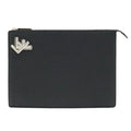 FENDI Selleria Stitch FF Clutch Bag Second Handbag Leather Black 7V99