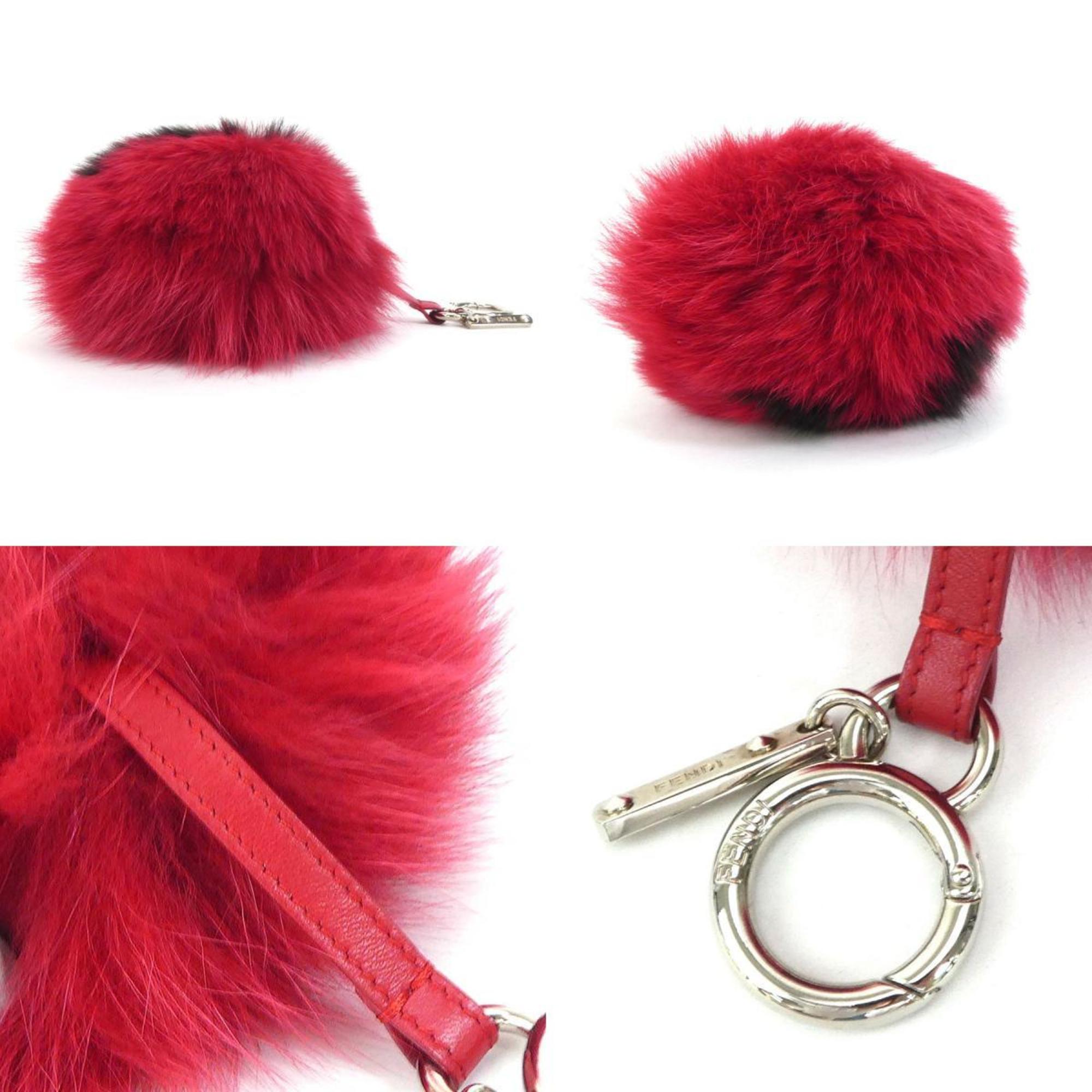 FENDI Charm Initial A Fur Red x Black Unisex