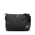 GUCCI GG Canvas Shoulder Bag 114273 Black Leather Women's