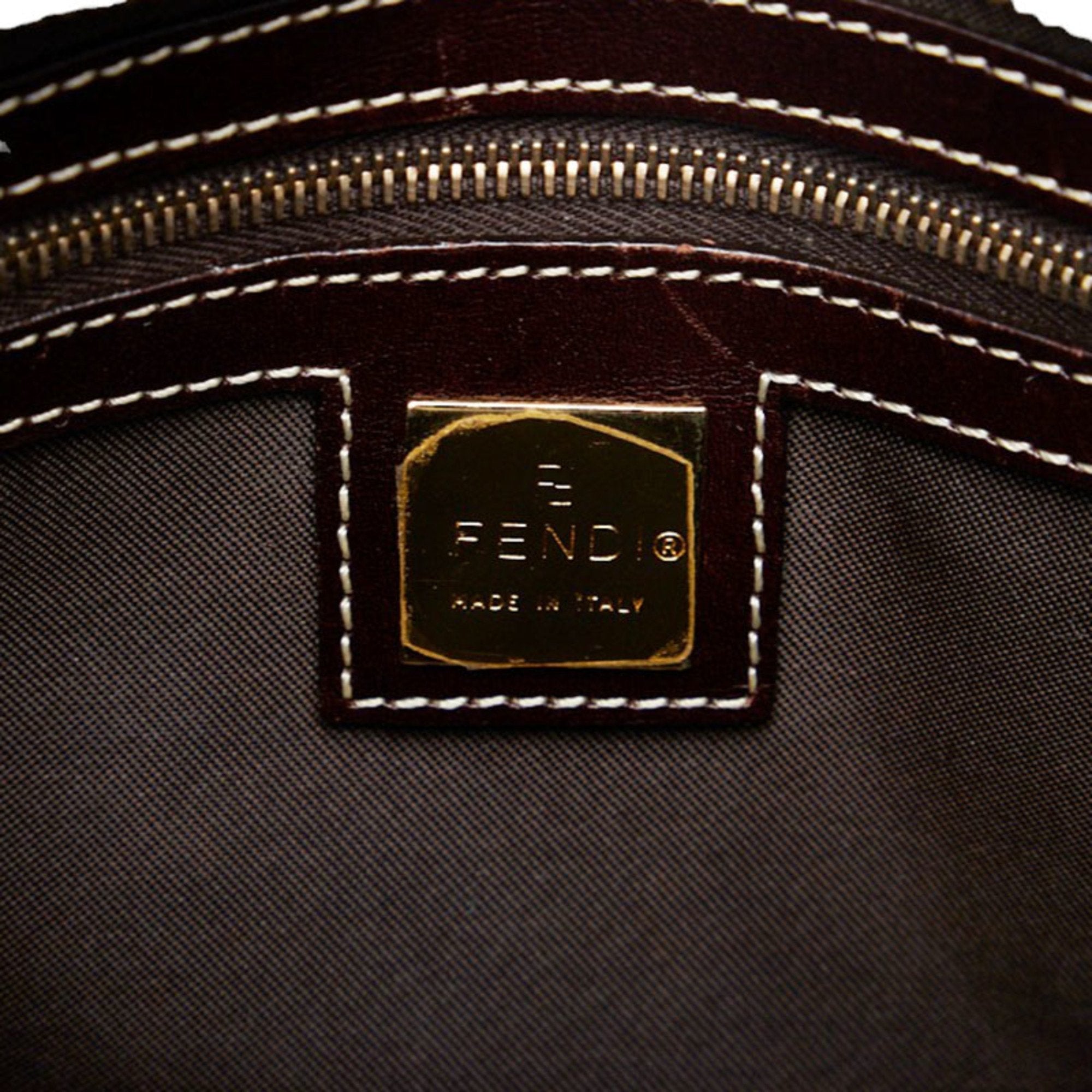 FENDI Zucchino handbag beige brown PVC leather ladies