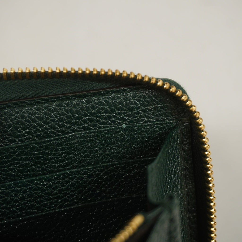 GUCCI  Zumi Gold Hardware 570661 Women's Leather Long Wallet [bi-fold] Green