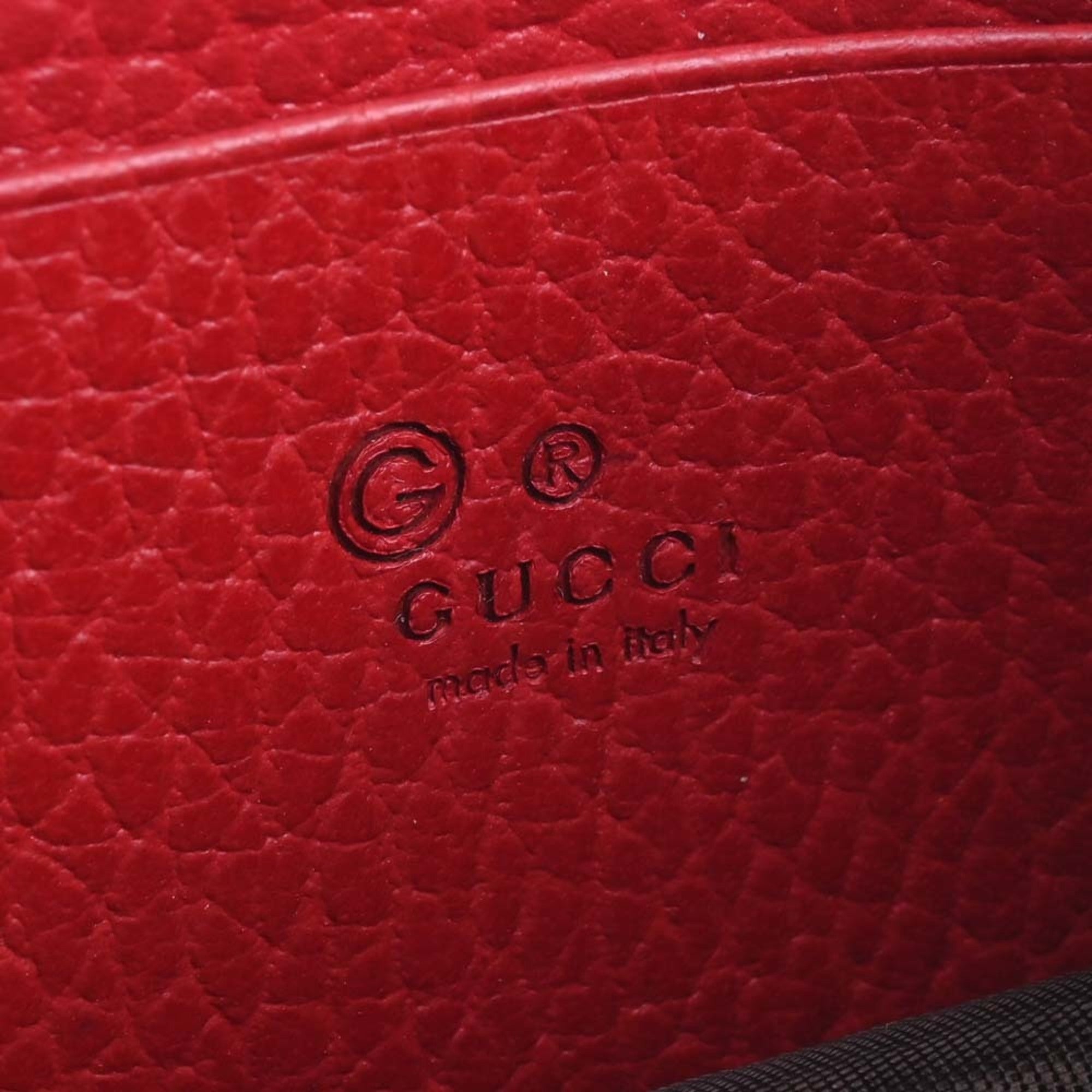 GUCCI Interlocking G Leather Chain Shoulder Long Wallet 510314 Red Women's