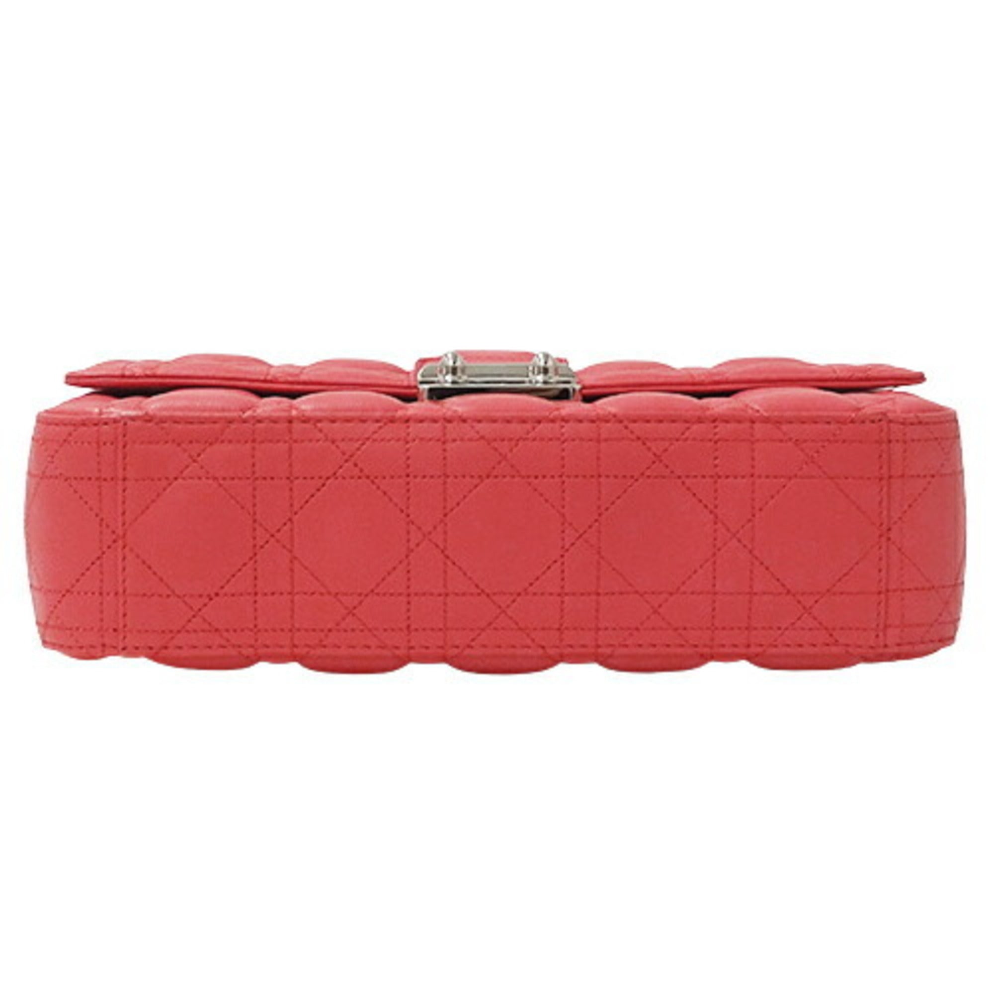 CHRISTIAN DIOR Bag Women's Shoulder Chain Cannage Miss New Rock Leather Coral Pink