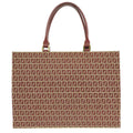 FENDI Zucca Tote Bag Red x Beige Canvas Leather Briefcase Women's