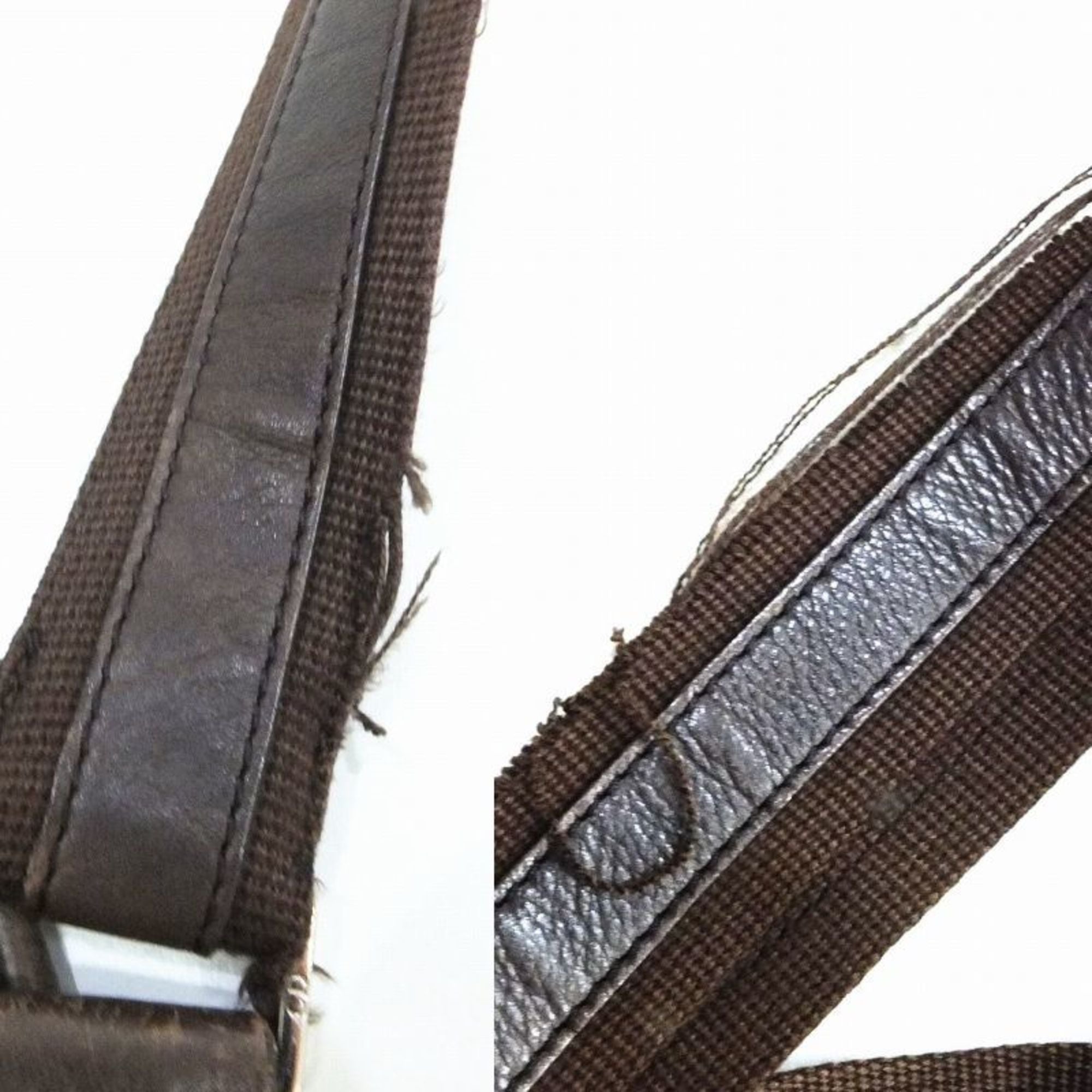 CHRISTIAN DIOR Shoulder Bag Trotter Brown Beige Leather Canvas