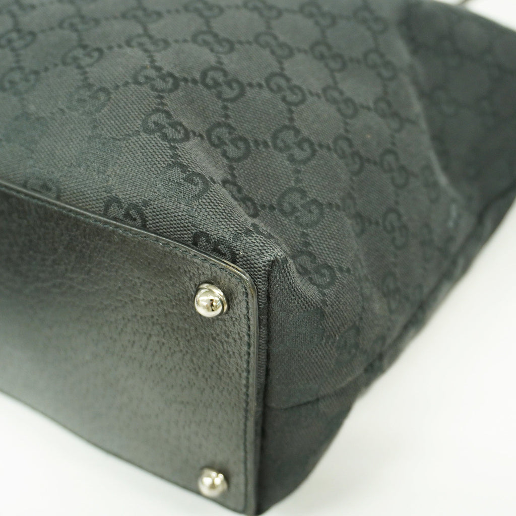 GUCCI  GG Canvas120836 Women's Leather Handbag,Tote Bag Black
