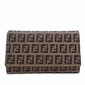 FENDI Canvas Zucchino Trifold Wallet 8M0011 Beige Ladies