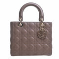 CHRISTIAN DIOR Lady Cannage Leather Handbag M0565OCEA Brown Women's