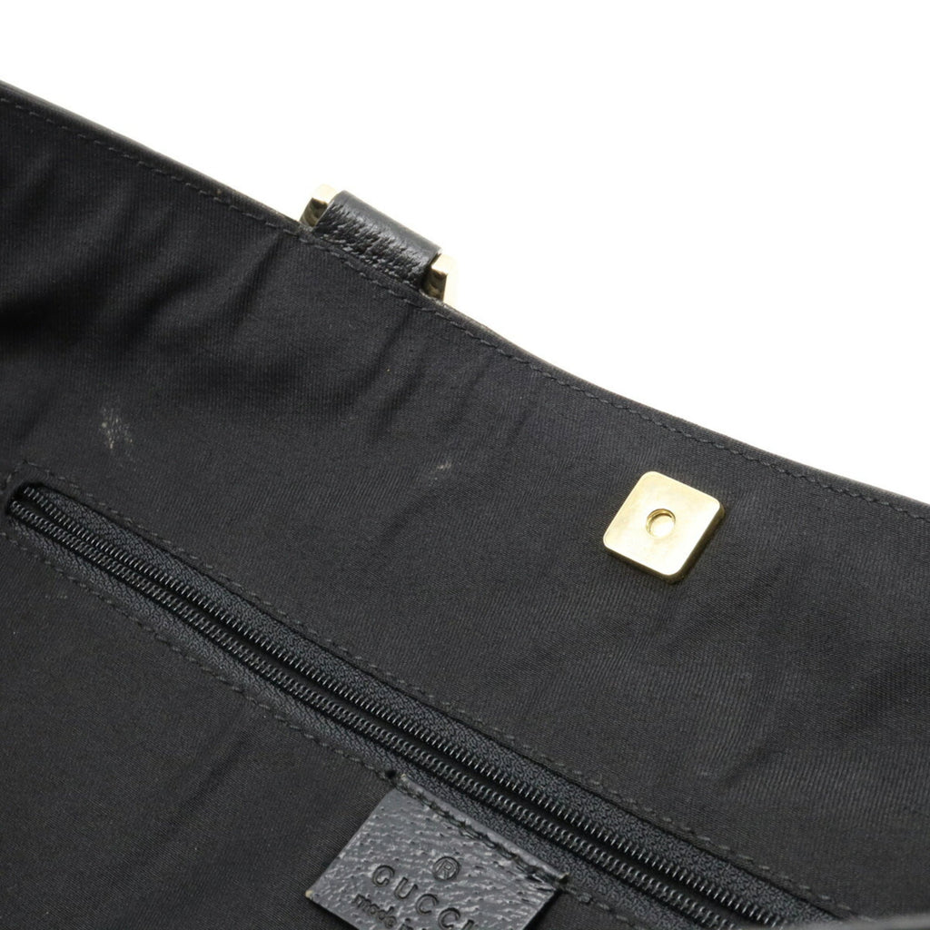 GUCCI Abbey GG Canvas Tote Bag Shoulder Leather Black 141472