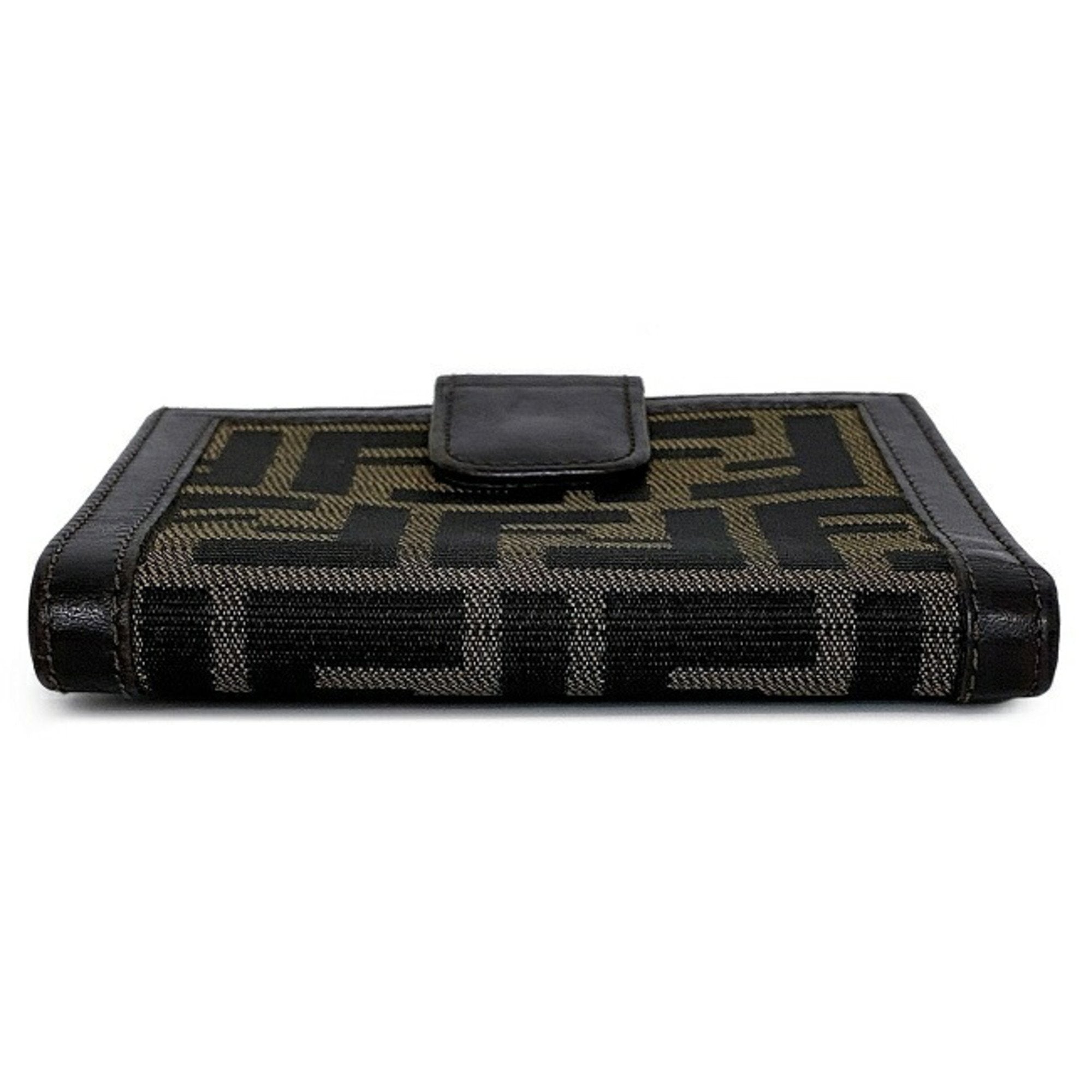 Fendi Zucca F-14349 Women's Leather,Canvas Wallet (bi-fold) Brown,Khaki