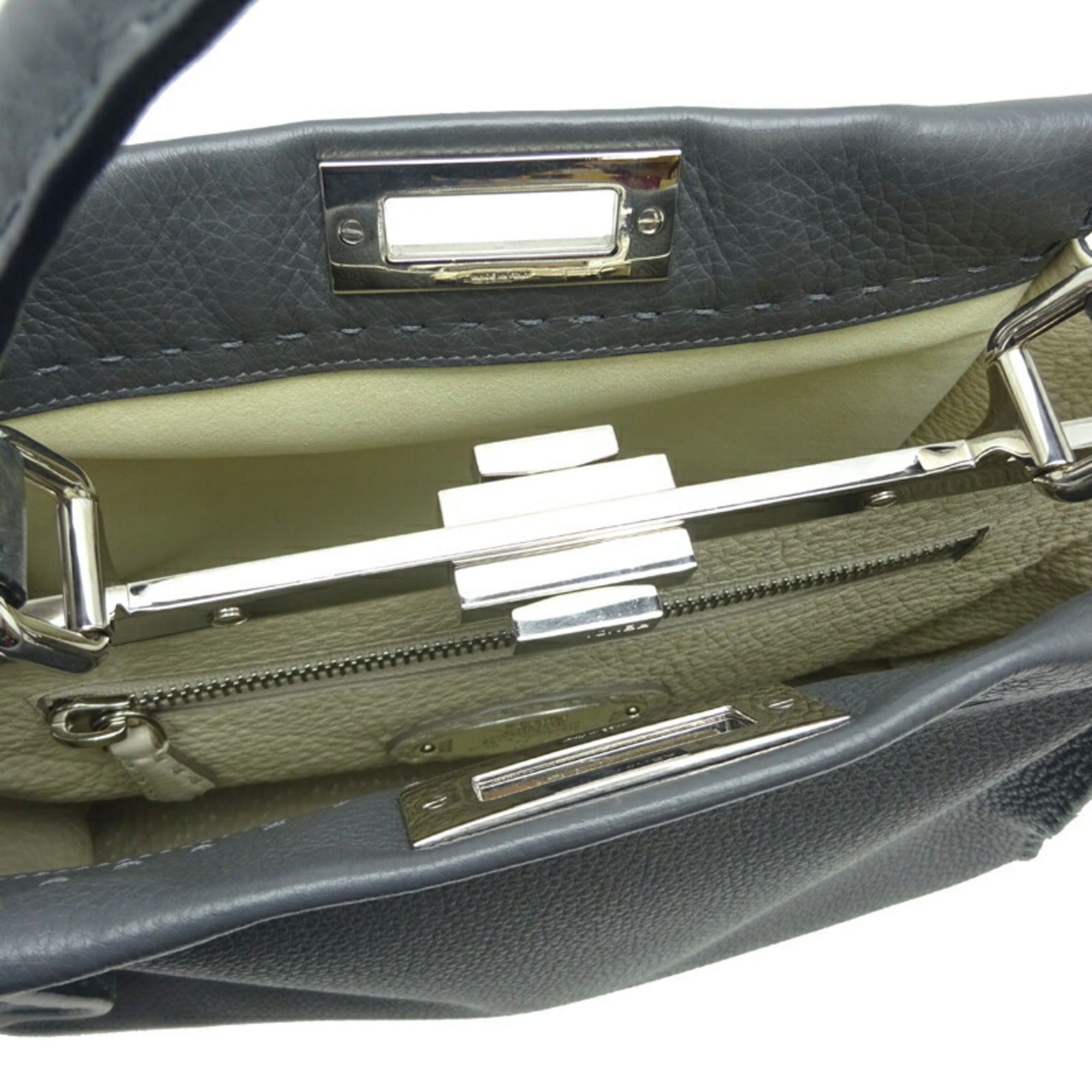 Fendi Peekaboo Medium 2Way Ladies Handbag 8BN290 Selleria Leather Gray