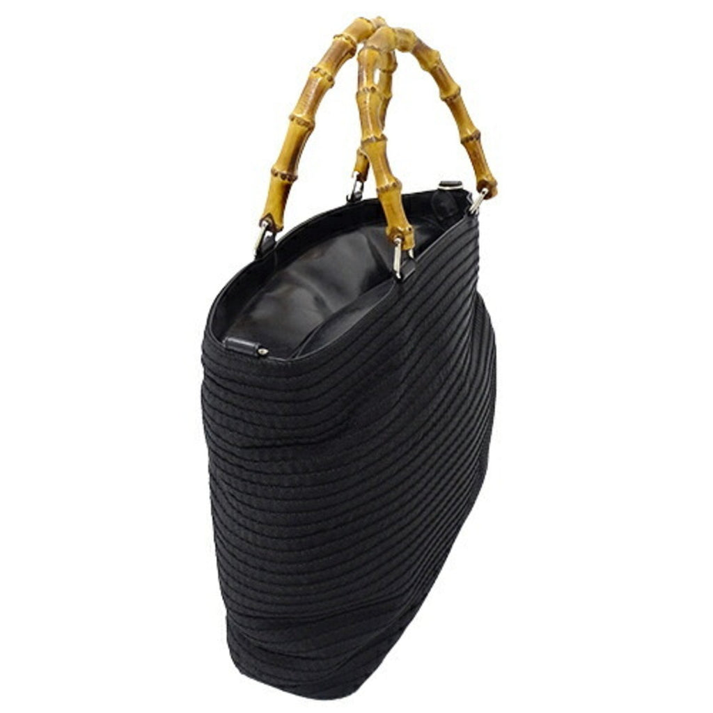 GUCCI Bag Women's Tote Handbag Bamboo Canvas Black 002・1364