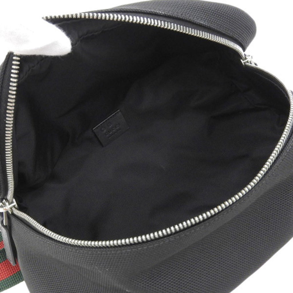 GUCCI Canvas Leather Sherry Body Bag Waist 630920 Black Ladies