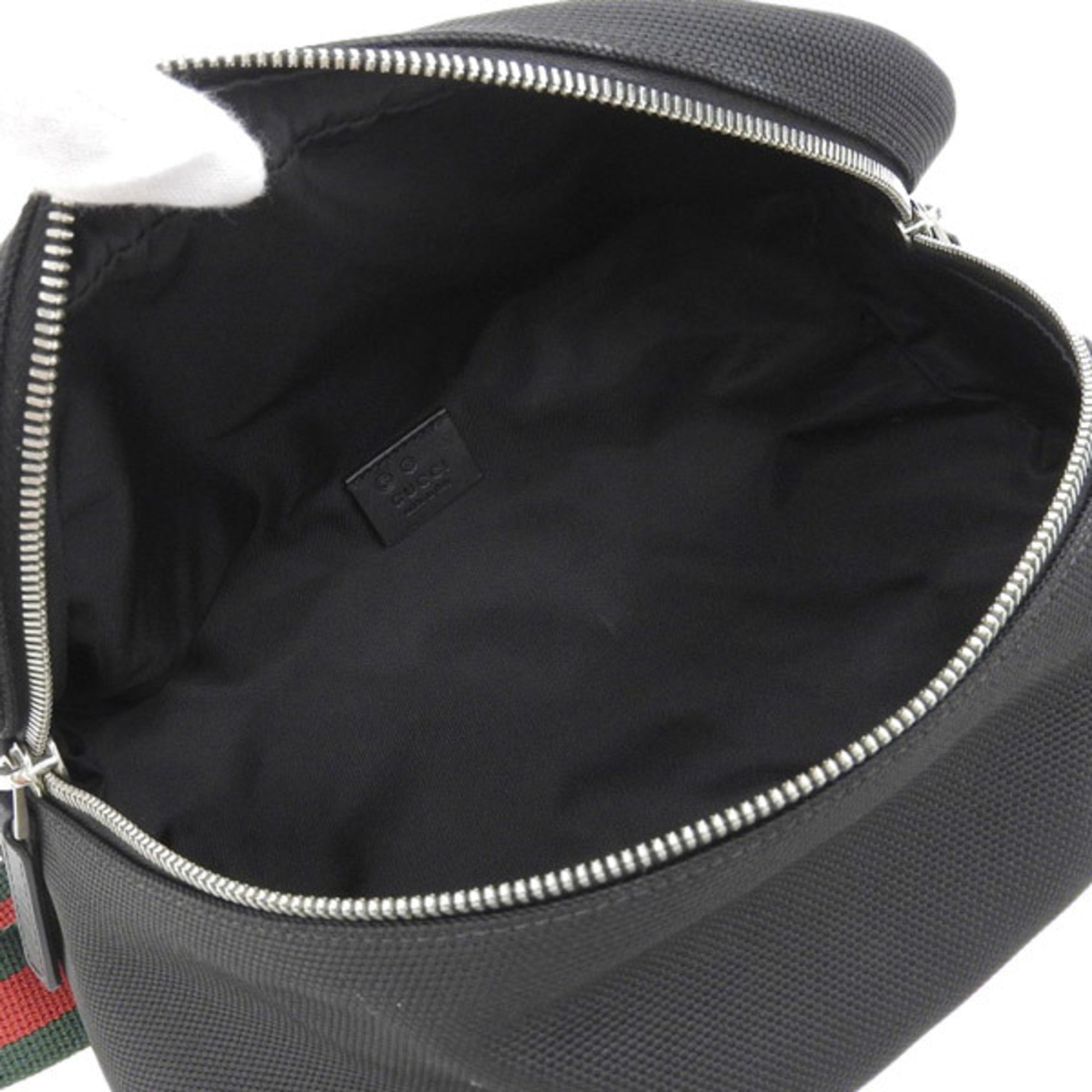 GUCCI Canvas Leather Sherry Body Bag Waist 630920 Black Ladies
