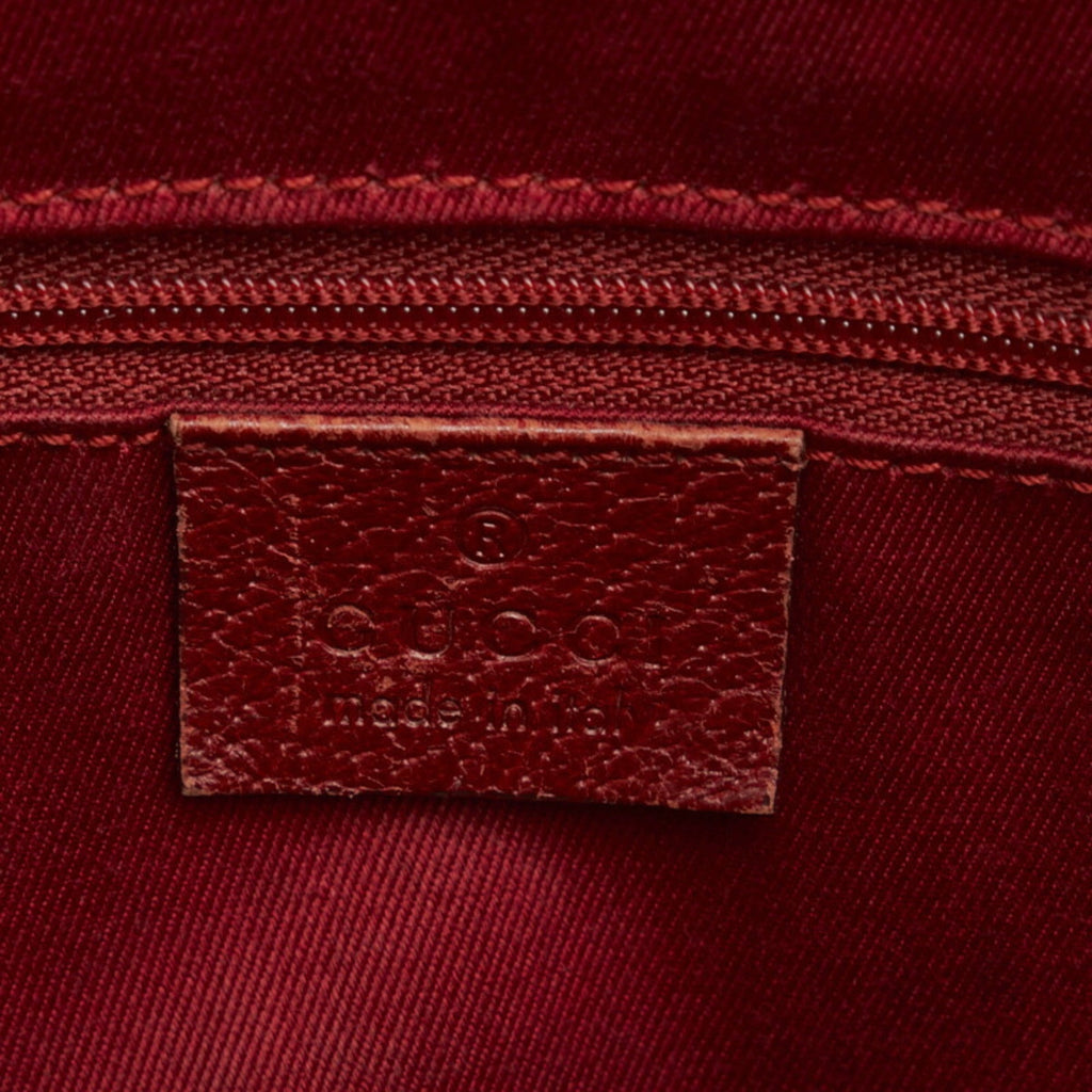 GUCCI GG Canvas Handbag Boston Bag 113009 Red Leather Women's