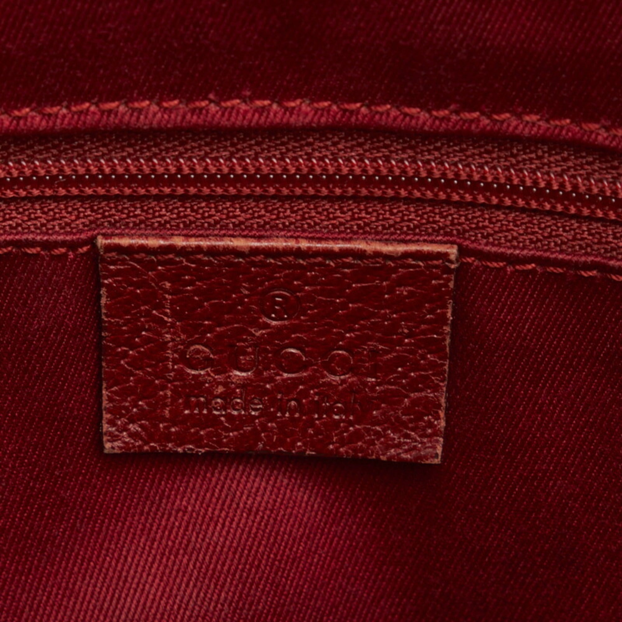 GUCCI GG Canvas Handbag Boston Bag 113009 Red Leather Women's