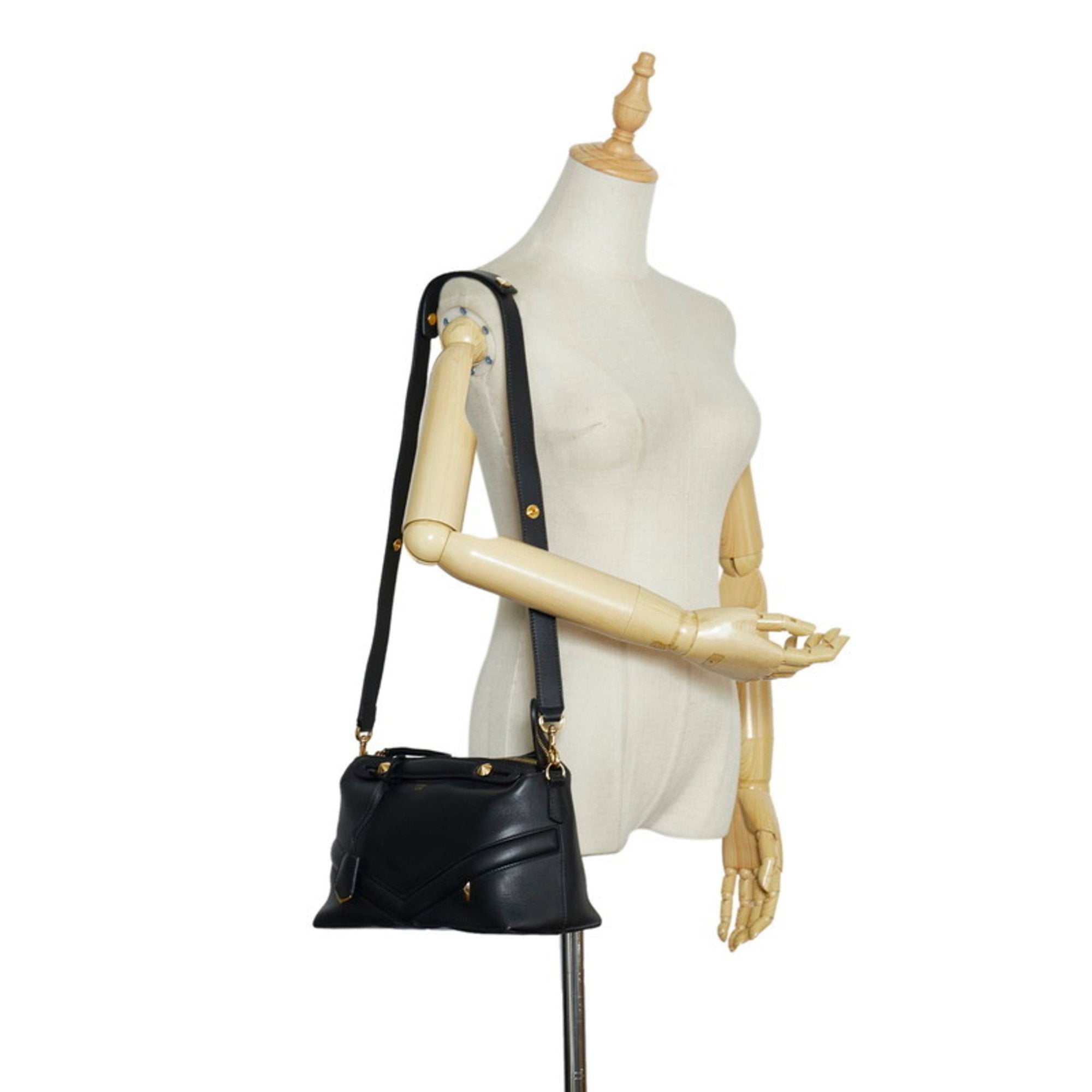 FENDI visor way medium monster eye handbag shoulder bag 8BL124 black leather ladies