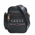 GUCCI Leather Print Shoulder Bag 574803 Black Women's