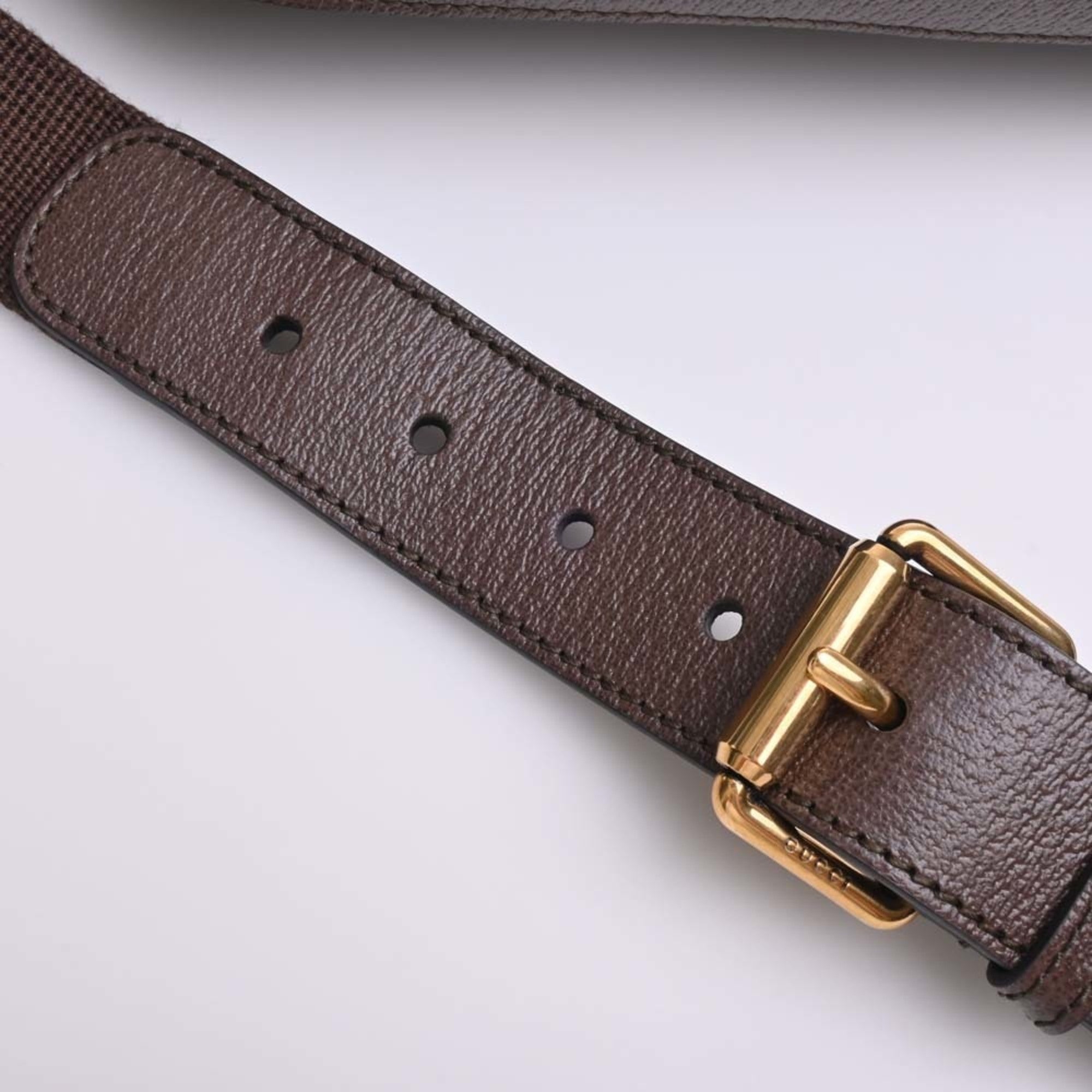 GUCCI Leather Waist Bag Belt 100th Anniversary 602695 Brown Women's