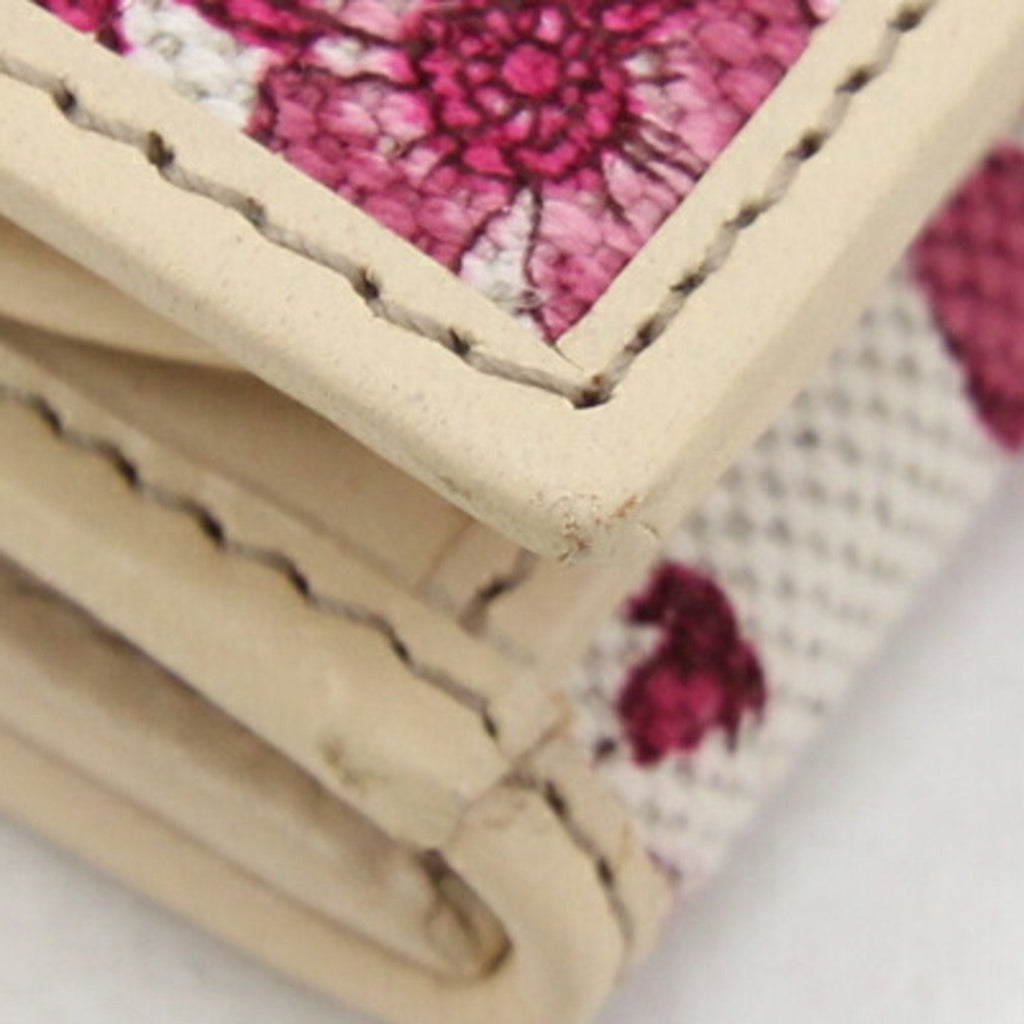 GUCCI W long wallet 112715 Purple White Canvas Leather Flower Ladies